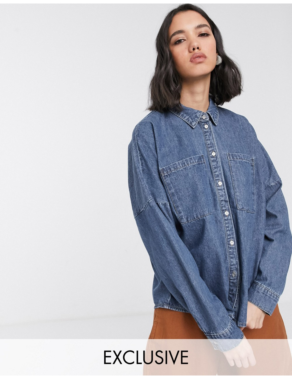 Only oversized denim shirt...