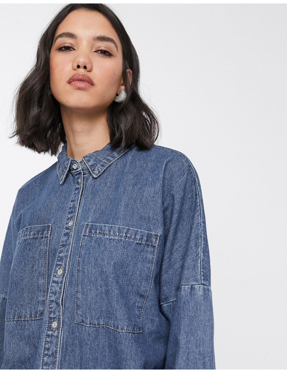 Only oversized denim shirt...