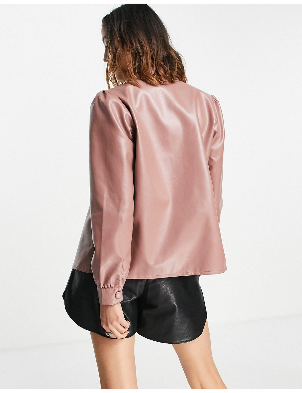 Vila faux leather shirt in...