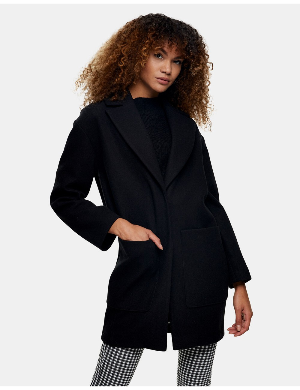 Topshop tailored coat in black