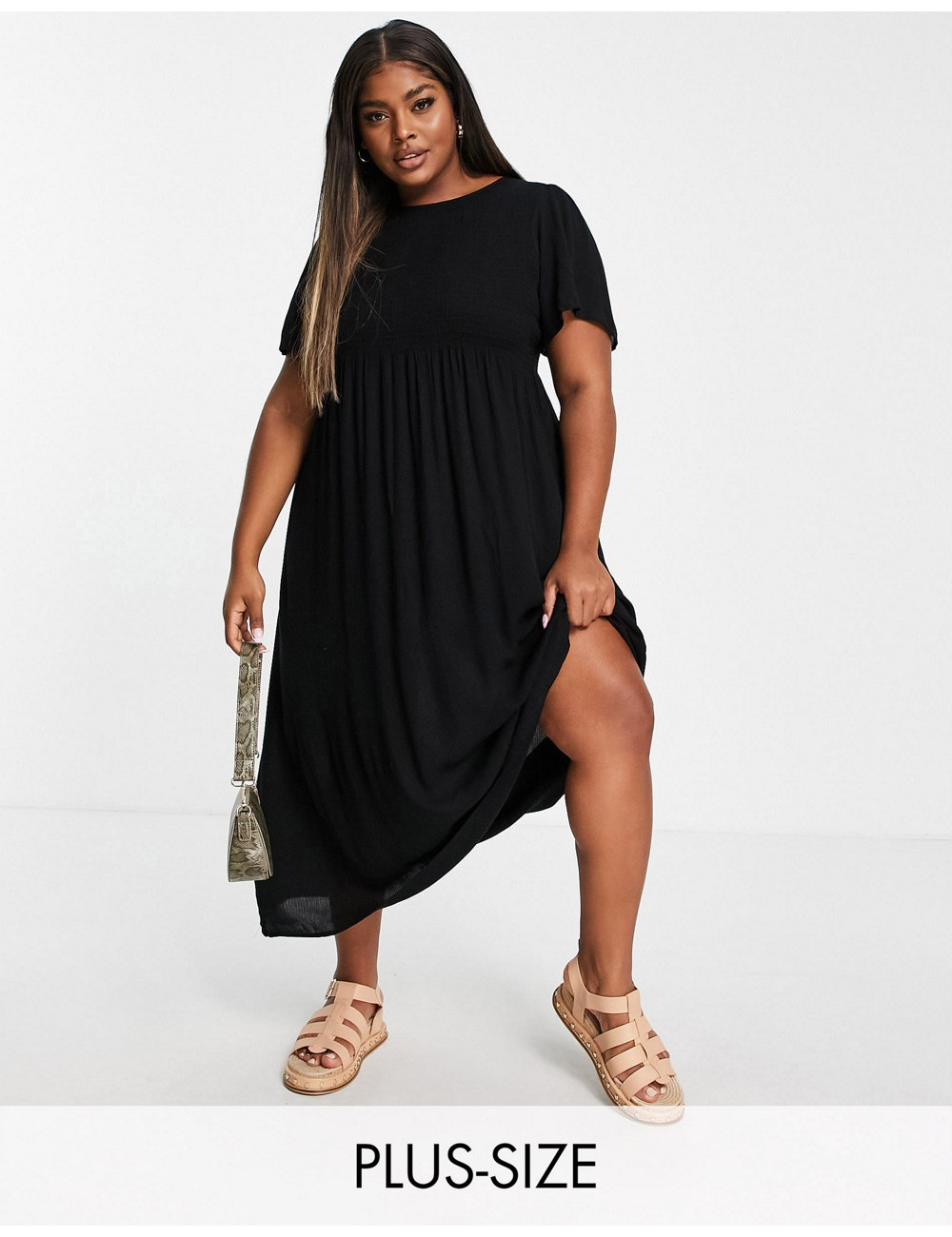 Yours shirred midi dress in...