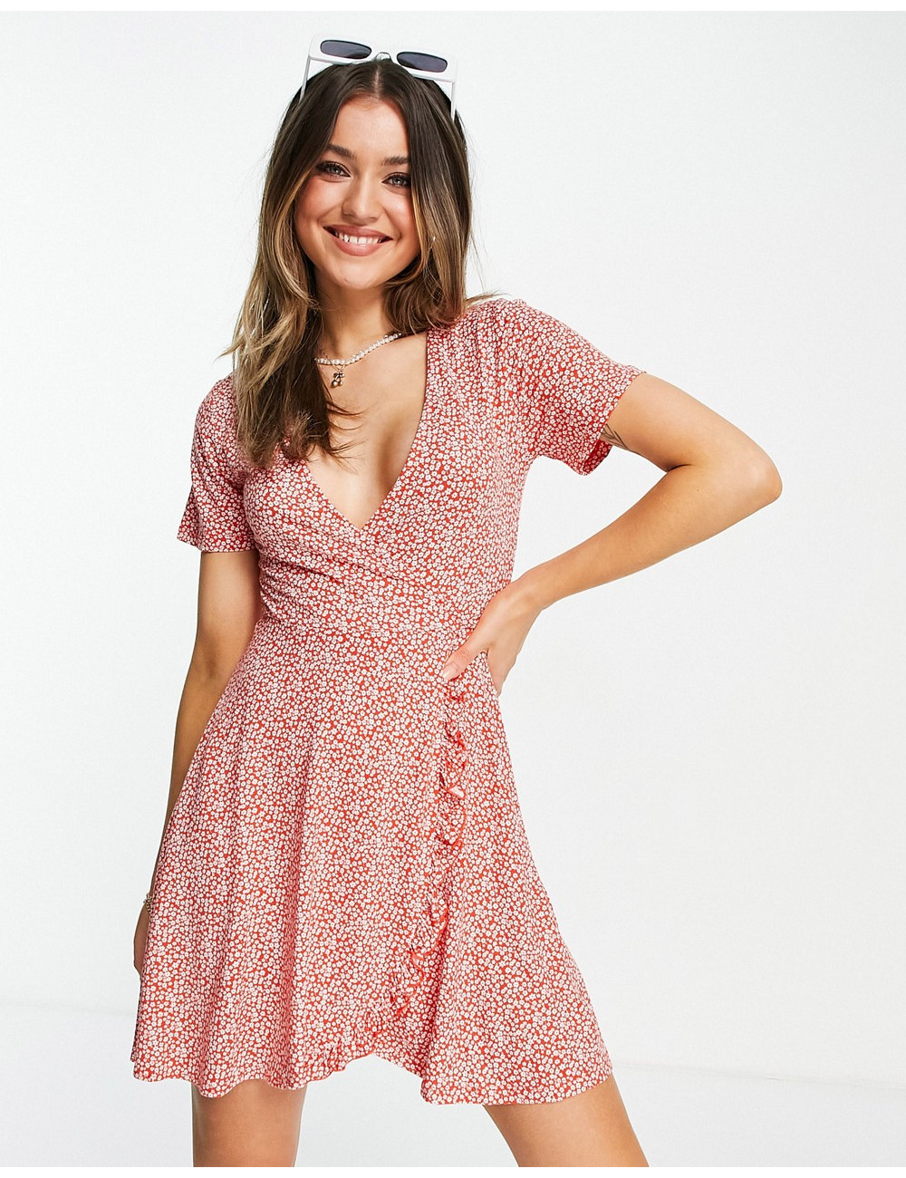 Pull&Bear floral dress in pink