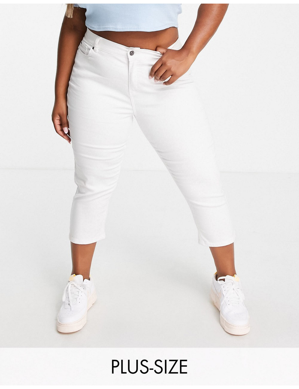 Simply Be crop jeans in white