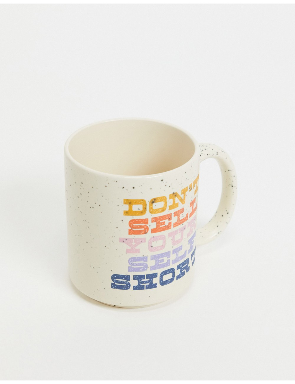 Typo mug with slogan 'don't...