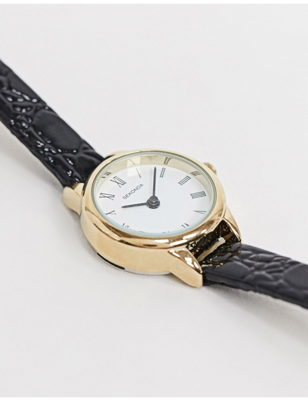 Sekonda leather watch in black