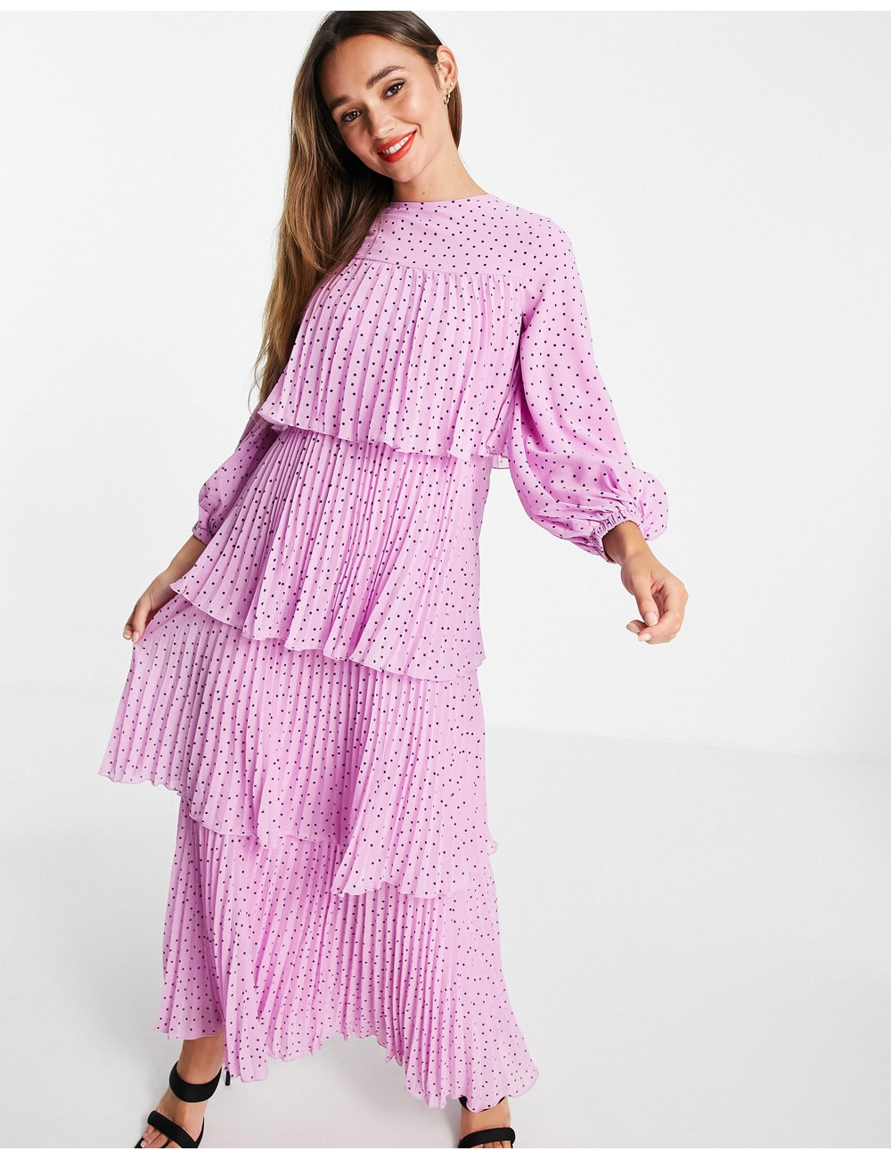 ASOS DESIGN tiered pleated...