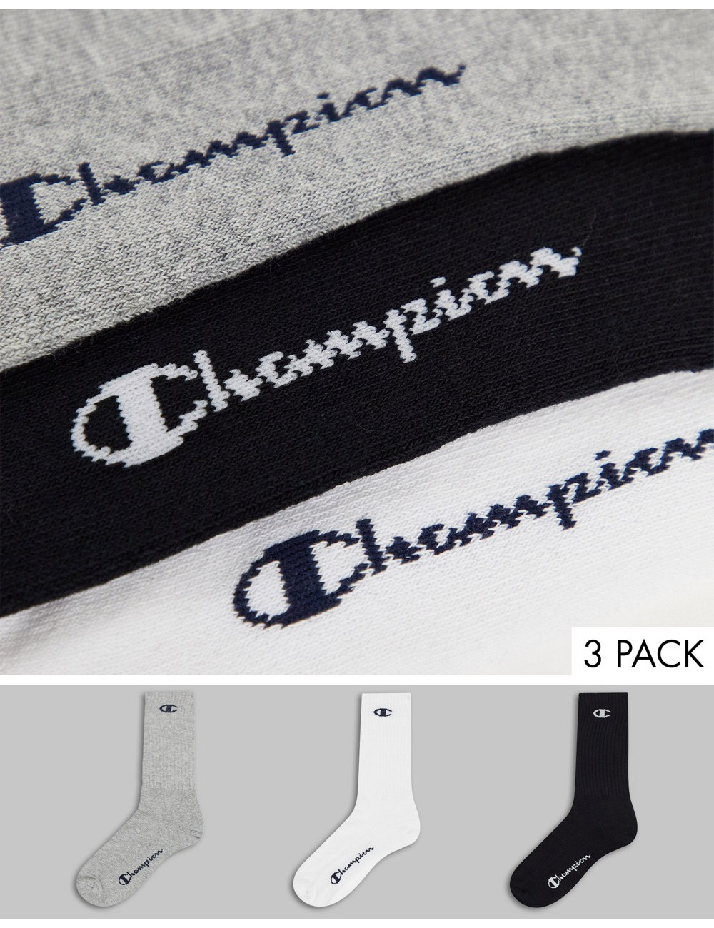 Champion 3 pack logo crew...
