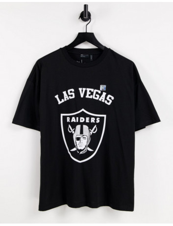 ASOS DESIGN Curve oversized short sleeve T-shirt with NFL Las Vegas Raiders  print in white