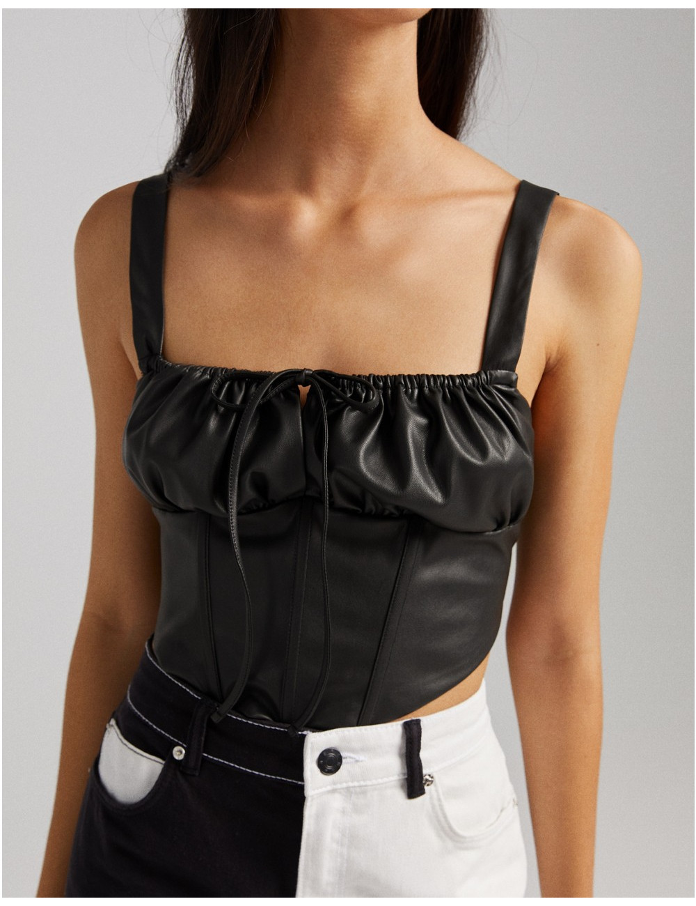 Bershka faux leather corset...