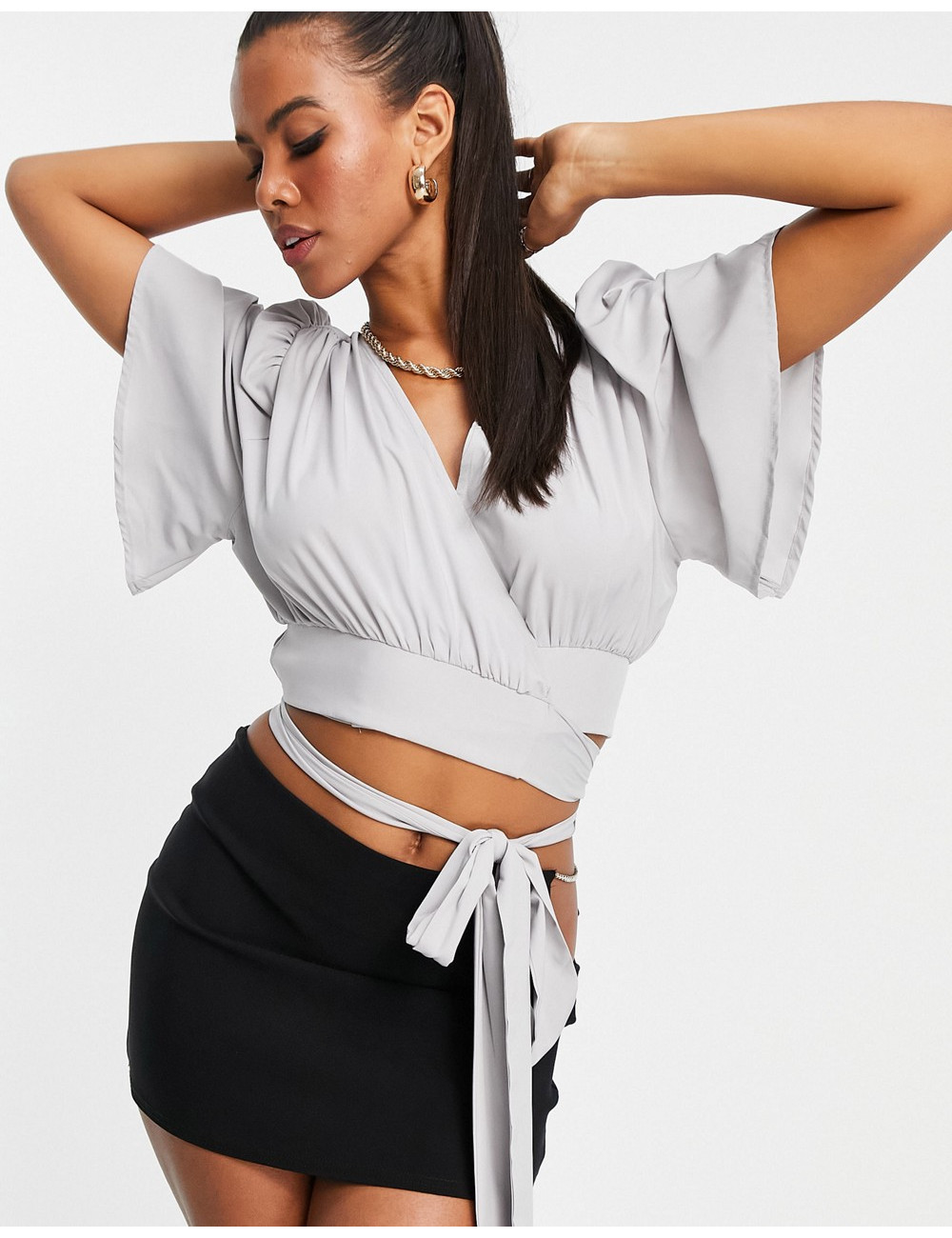 NA-KD crop wrap top in...