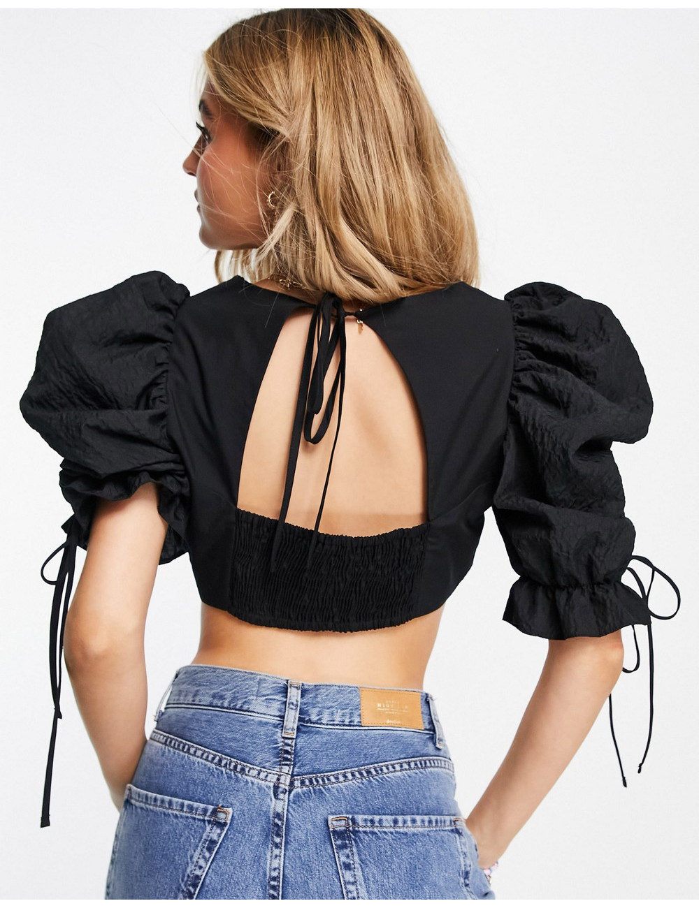 Topshop cropped puff sleeve...