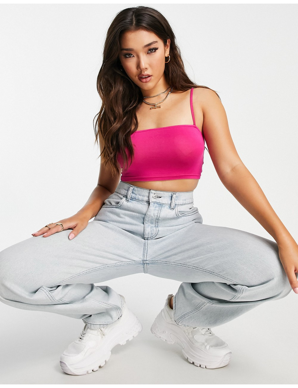 ASYOU crop top in bright pink