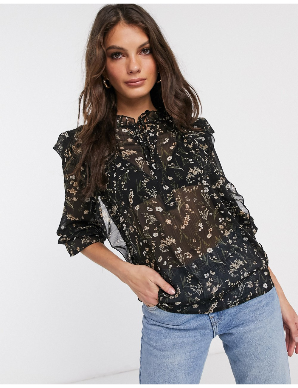 Vila prairie blouse with...