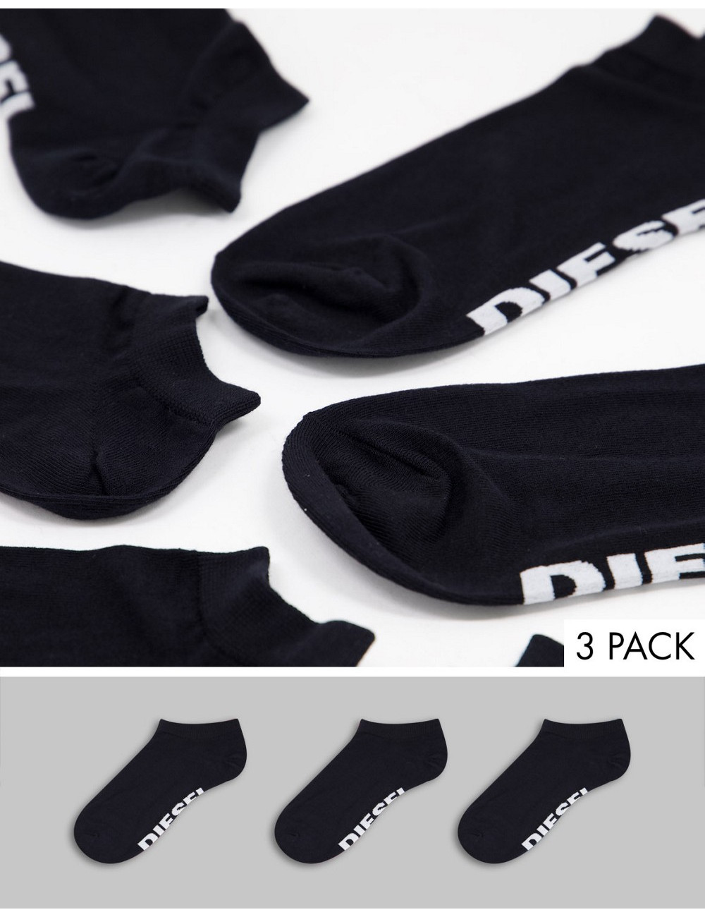 Diesel 3 pack socks in black