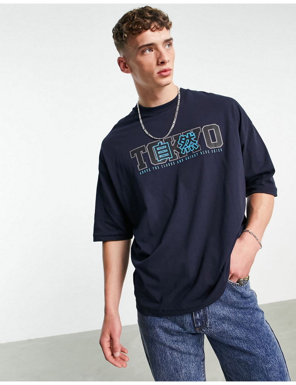 ASOS DESIGN oversized t-shirt in black with Los Angeles city print