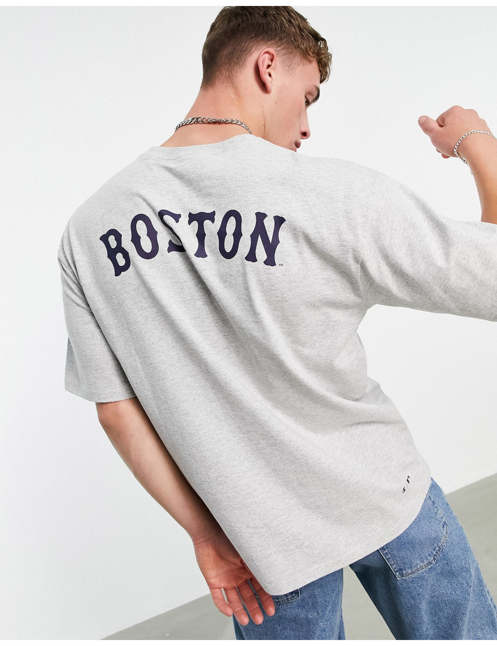Champion Reverse Weave Boston Red Sox logo t-shirt in grey