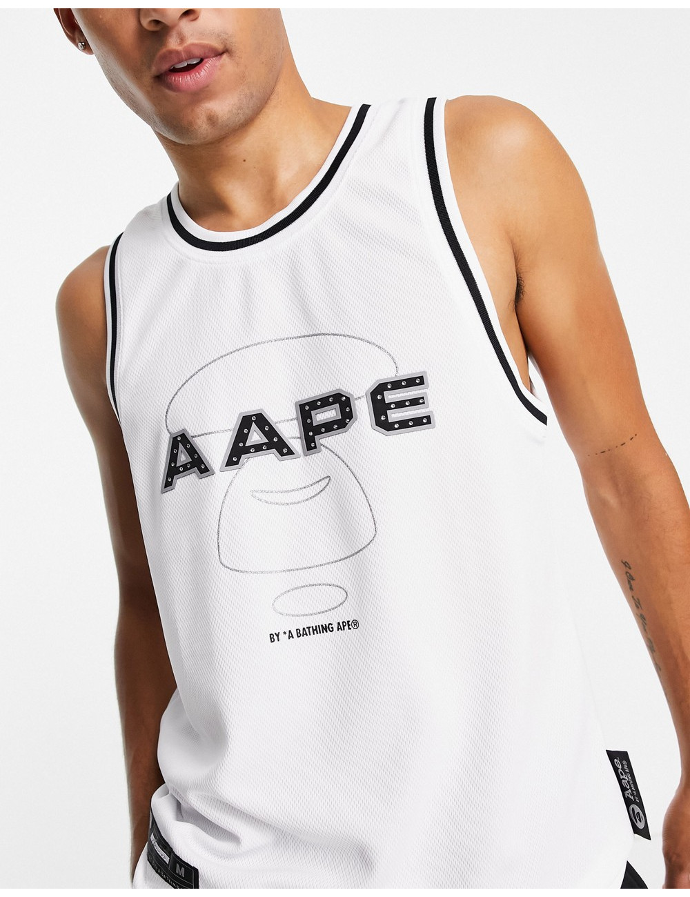 AAPE By A Bathing Ape logo co-ord basketball jersey in black