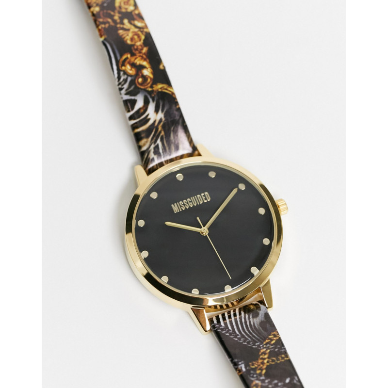 Missguided black leather watch