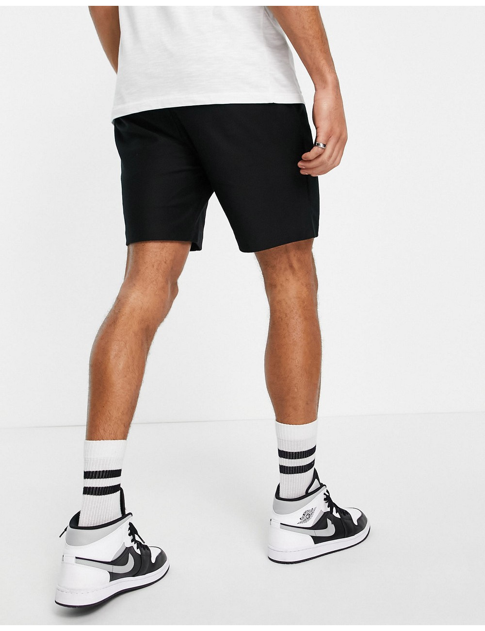 Topman twill shorts in black