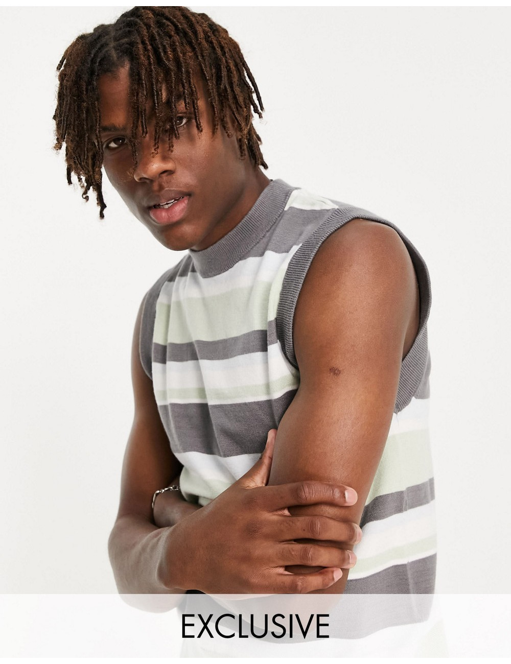 COLLUSION striped knitted tank