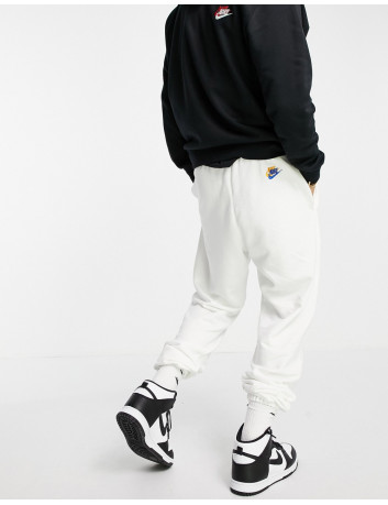 Nike Essential fleece+ multi logo casual fit cuffed joggers in black