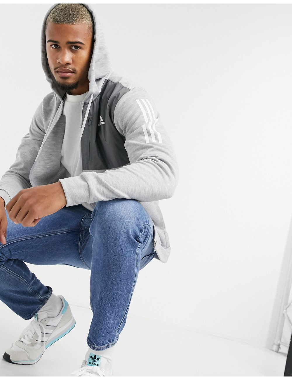 adidas hoodie in grey with...