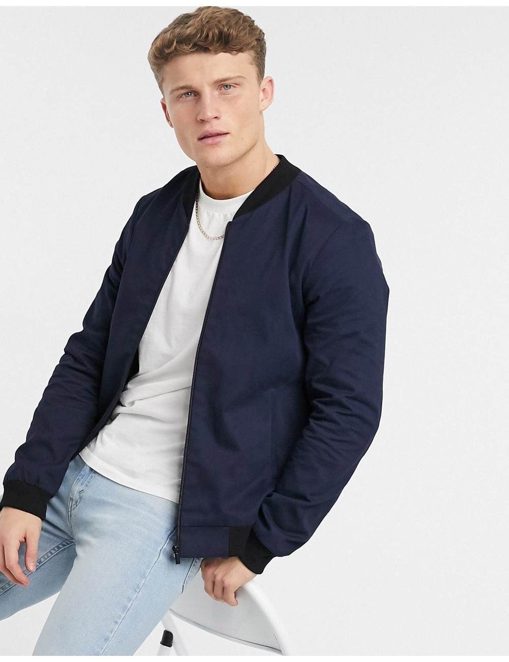 New Look cotton bomber in navy