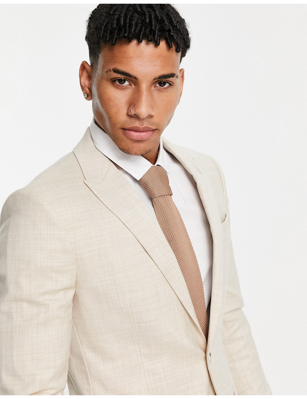 ASOS DESIGN Plus wedding skinny suit jacket in blue wool blend