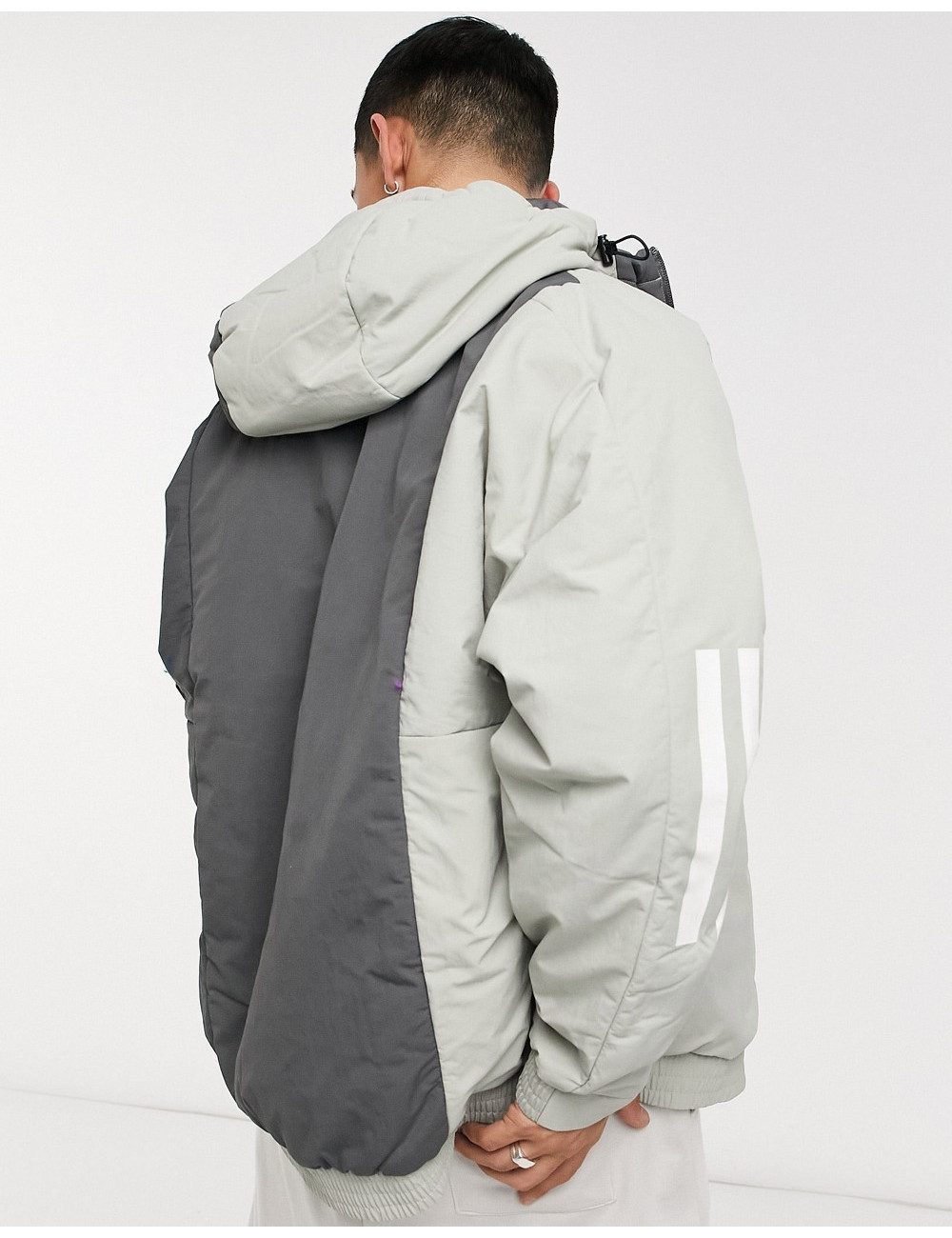 adidas hooded jacket in grey