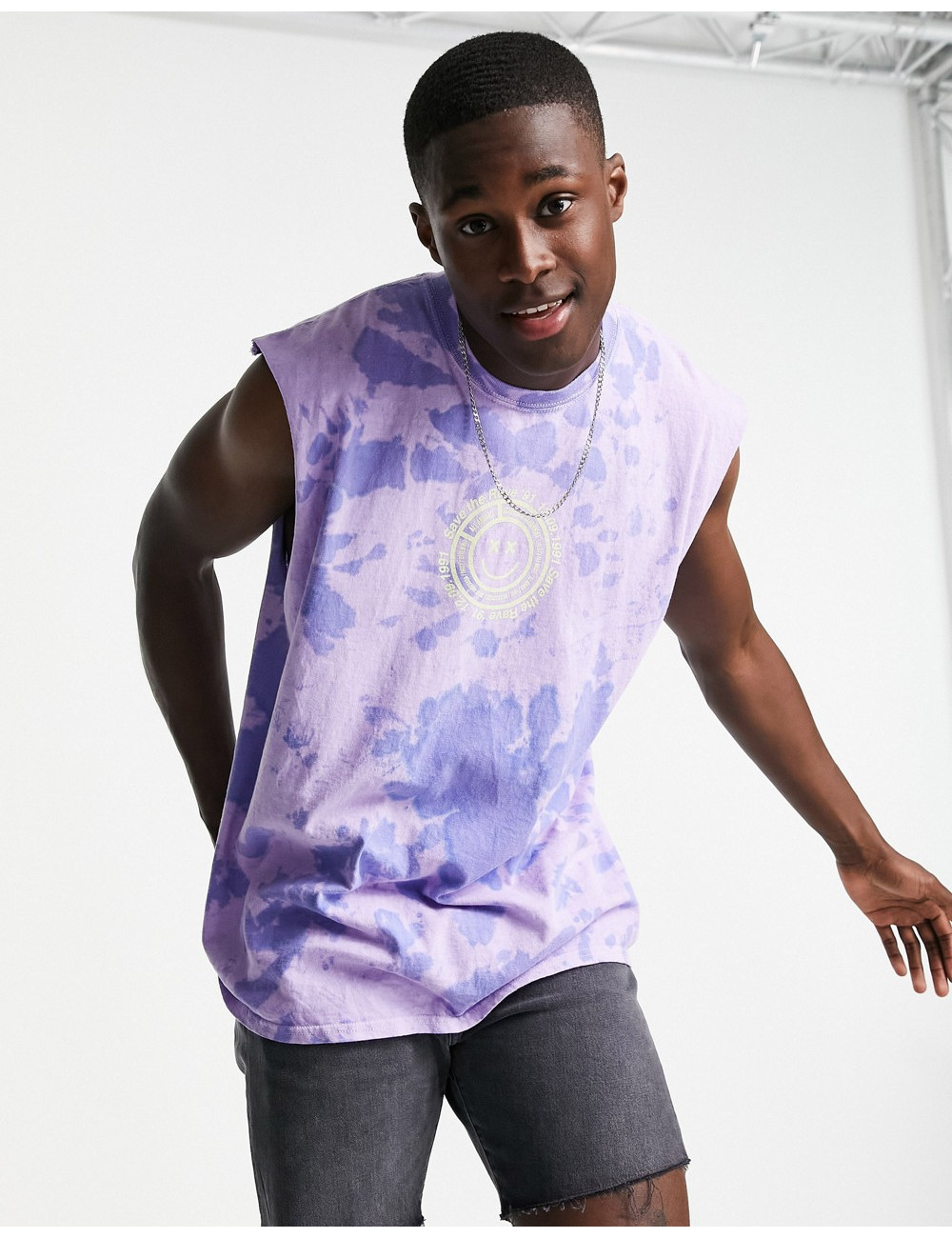 Topman tie dyed tank with...