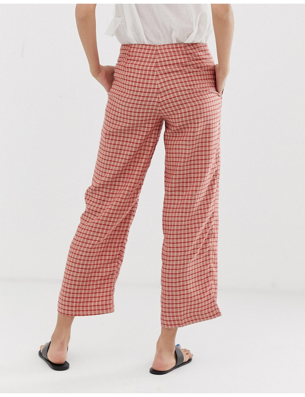 Mango check trouser in red