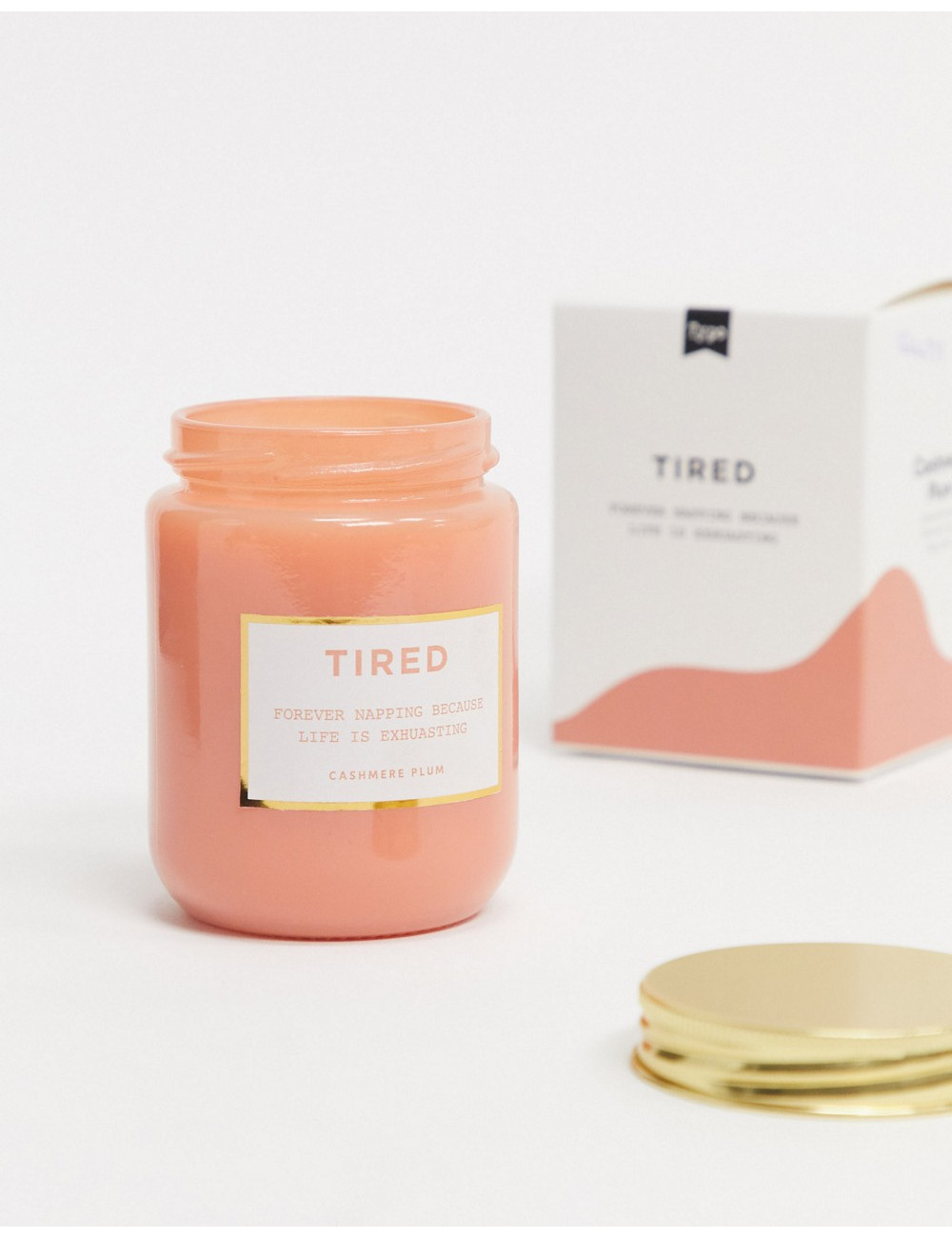 Typo tired mood candle