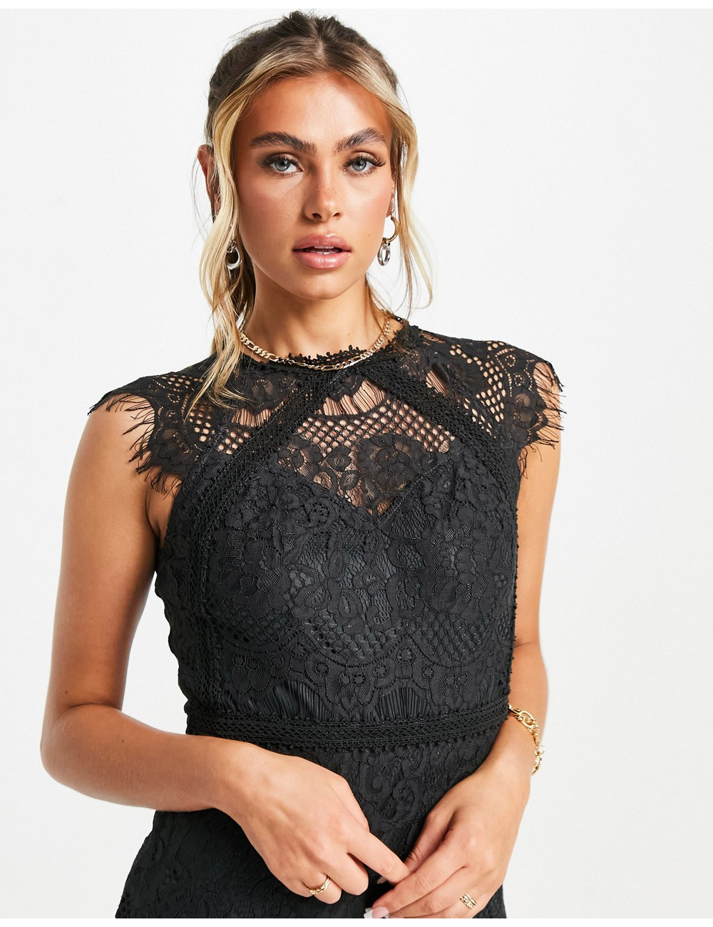 TFNC lace pencil dress with...