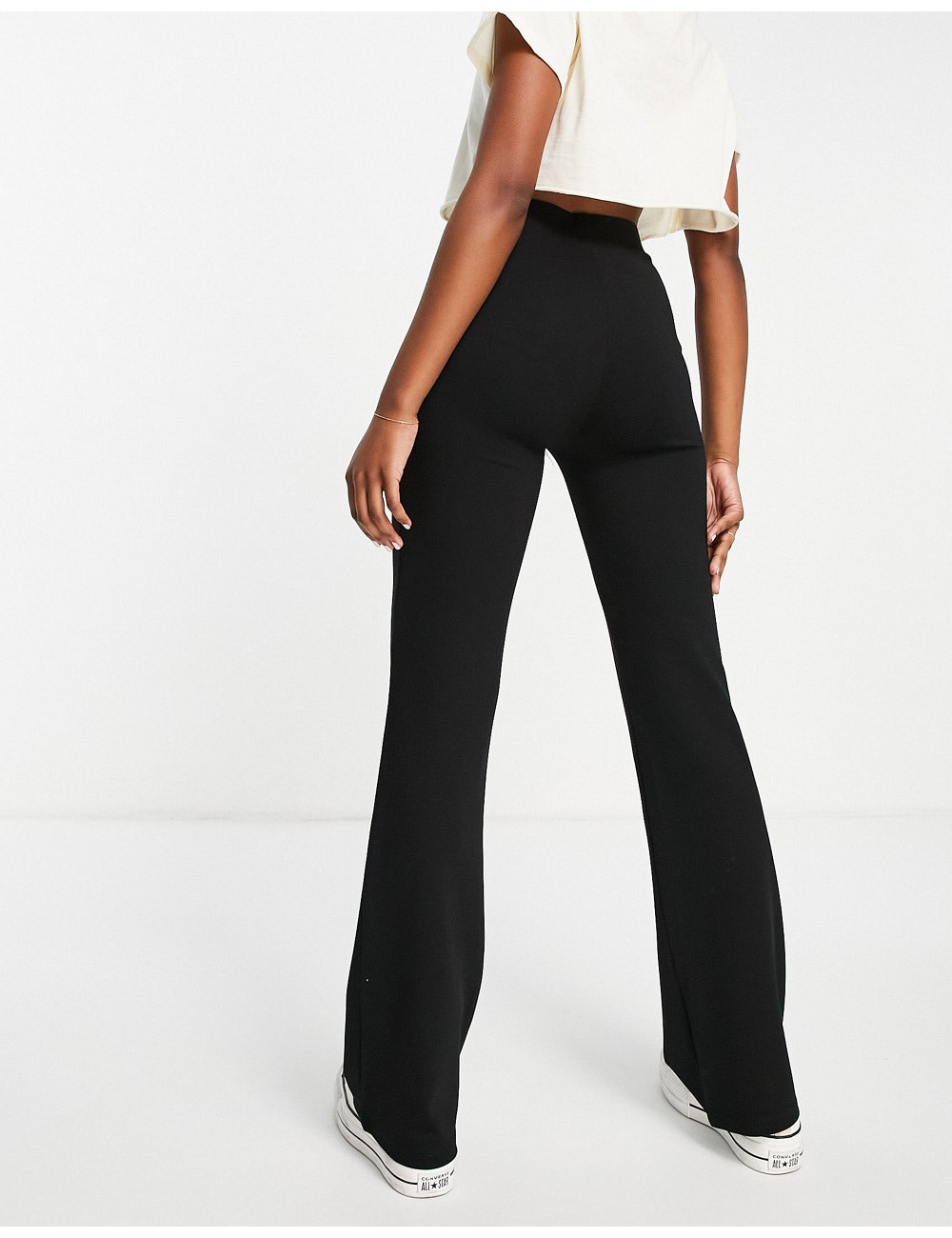 JDY flared trousers in black