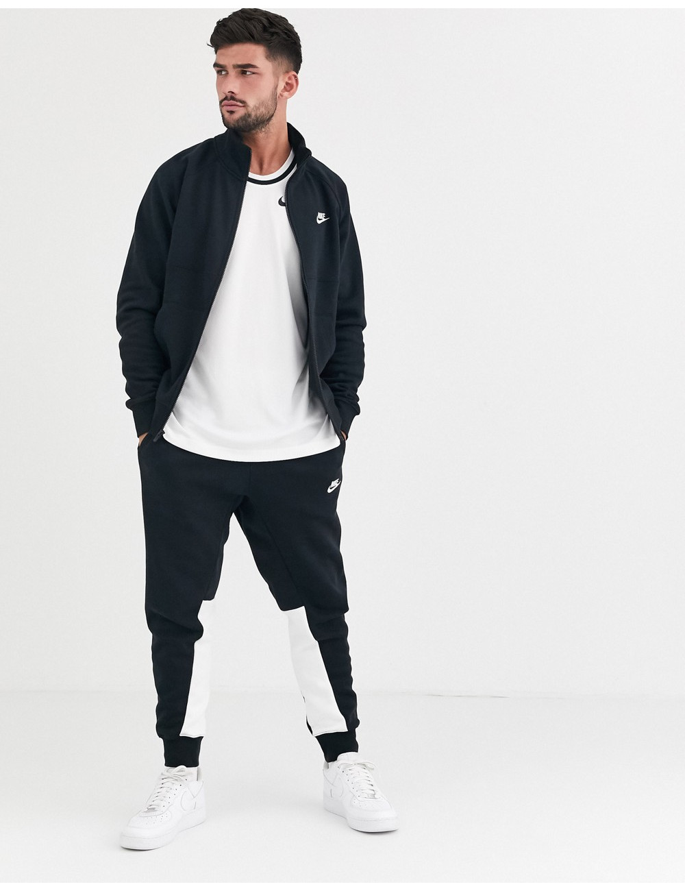 Nike fleece tracksuit in black