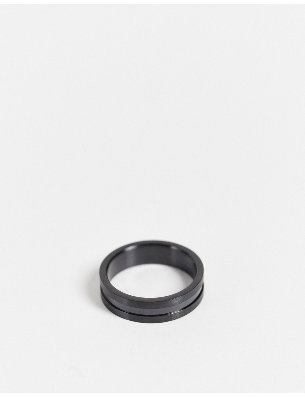 Burton black steel band ring