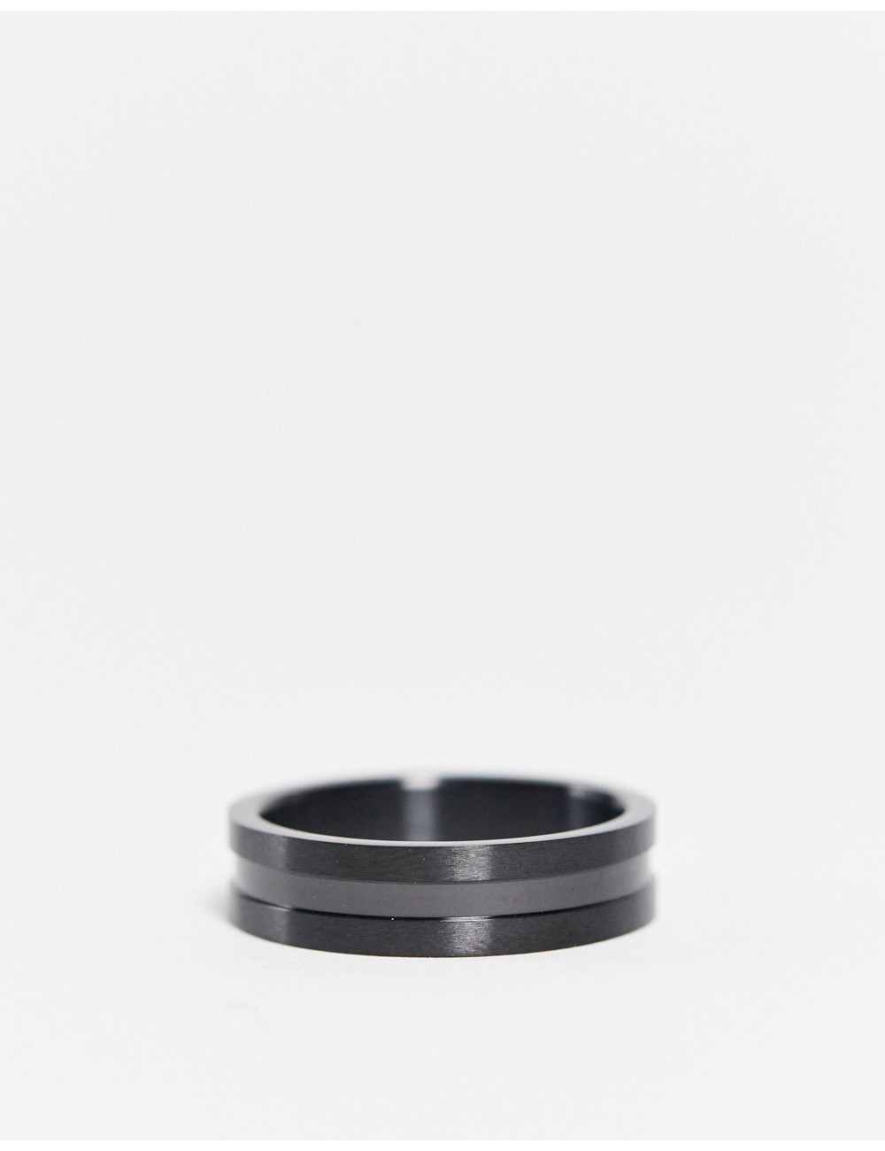 Burton black steel band ring