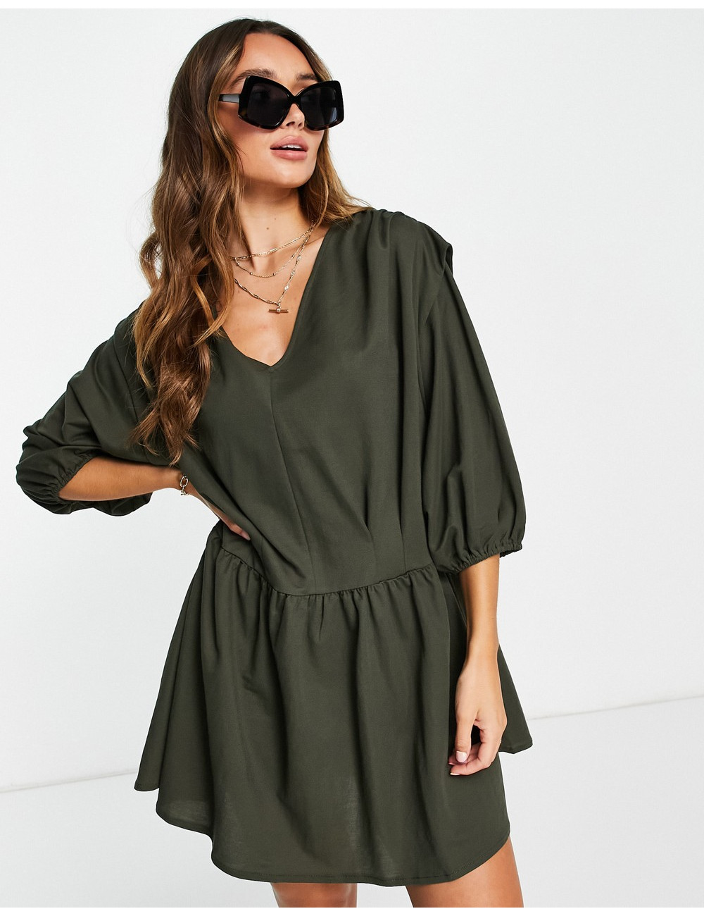 Mango smock dress in grey