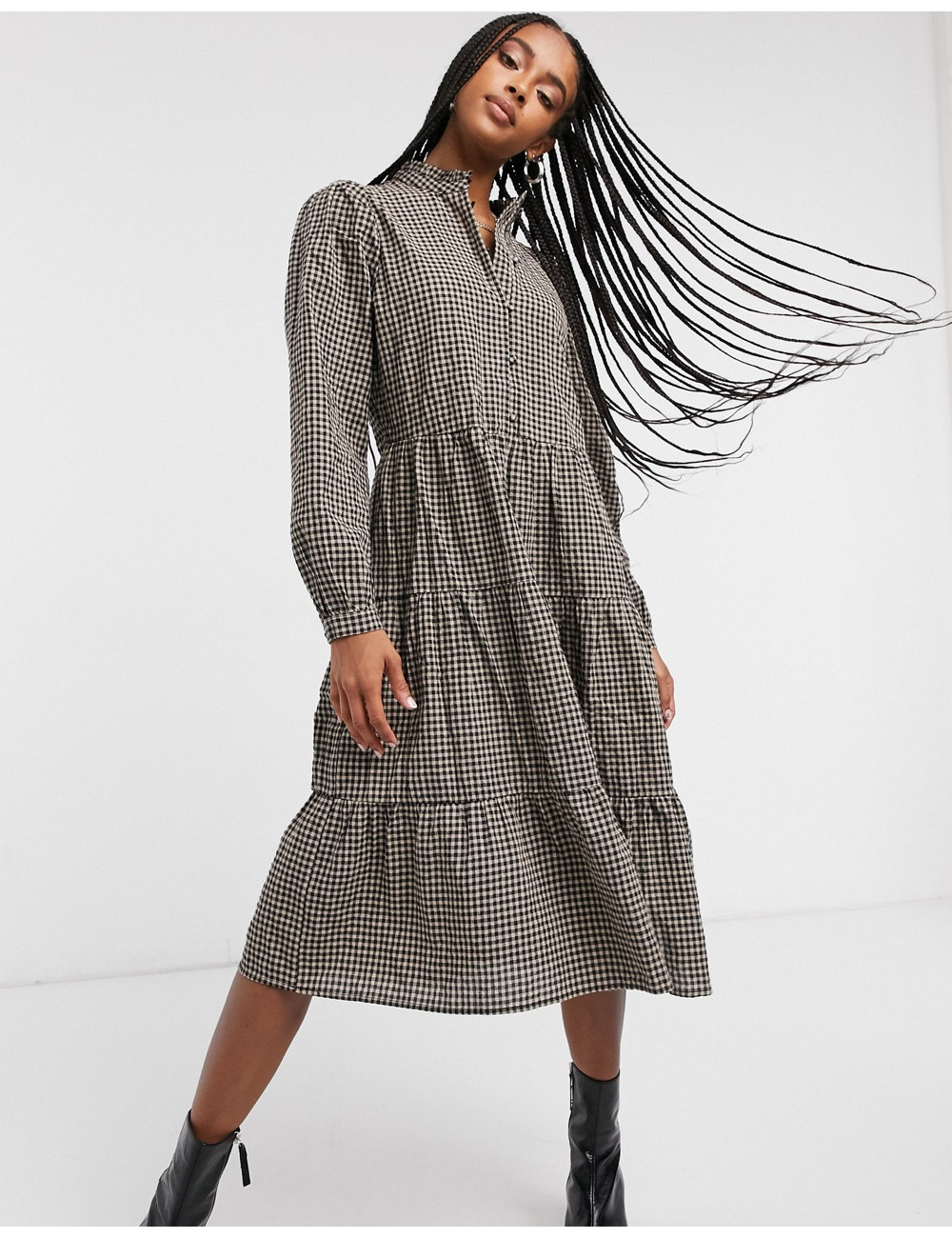 Only midi smock dress with...