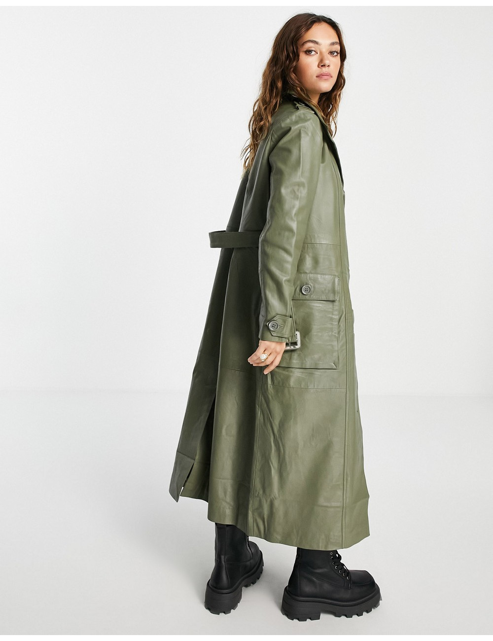 Object leather trench coat...