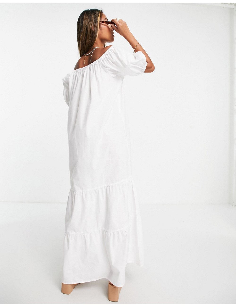 Topshop ruched sleeve maxi...
