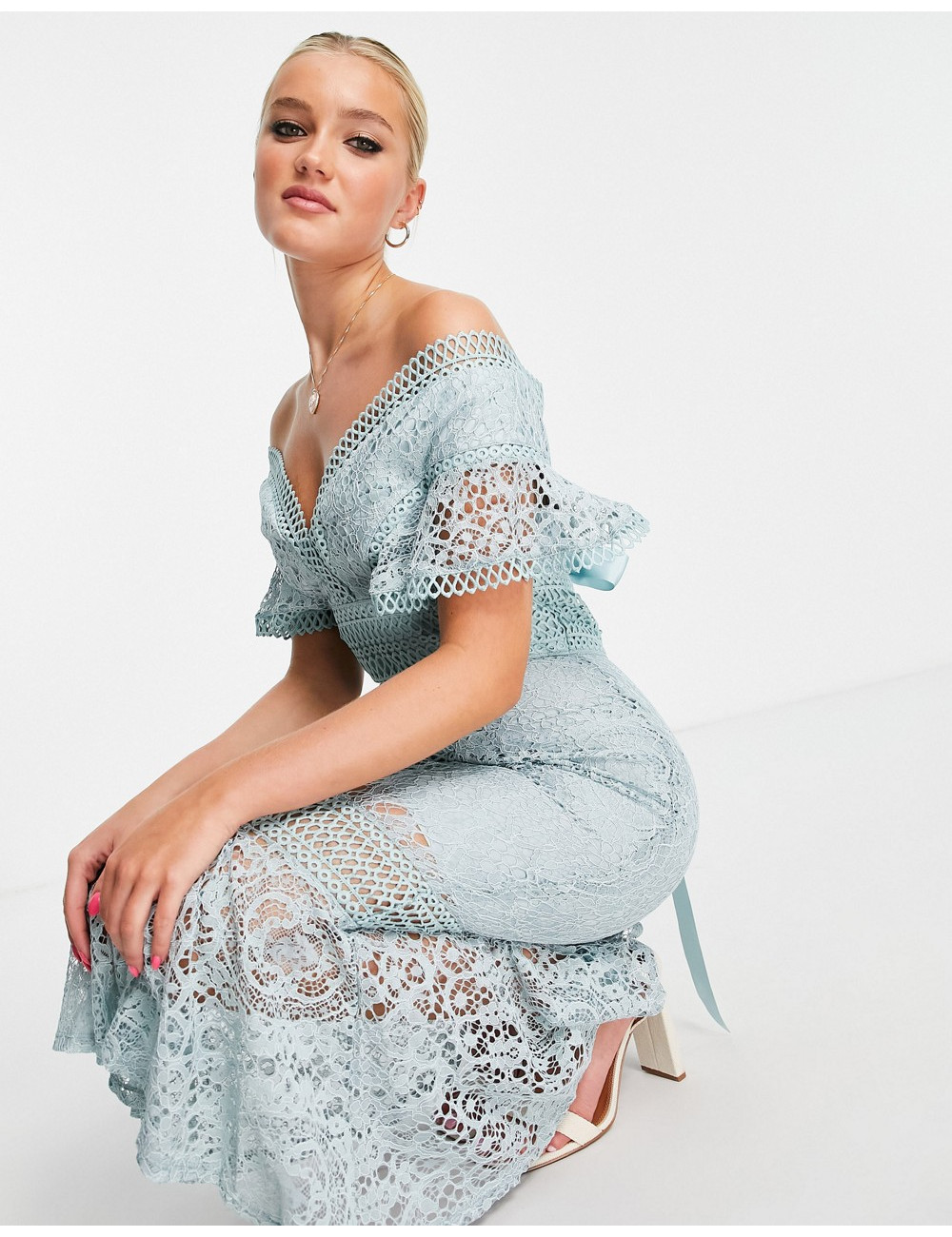 ASOS DESIGN Lace Dress with...