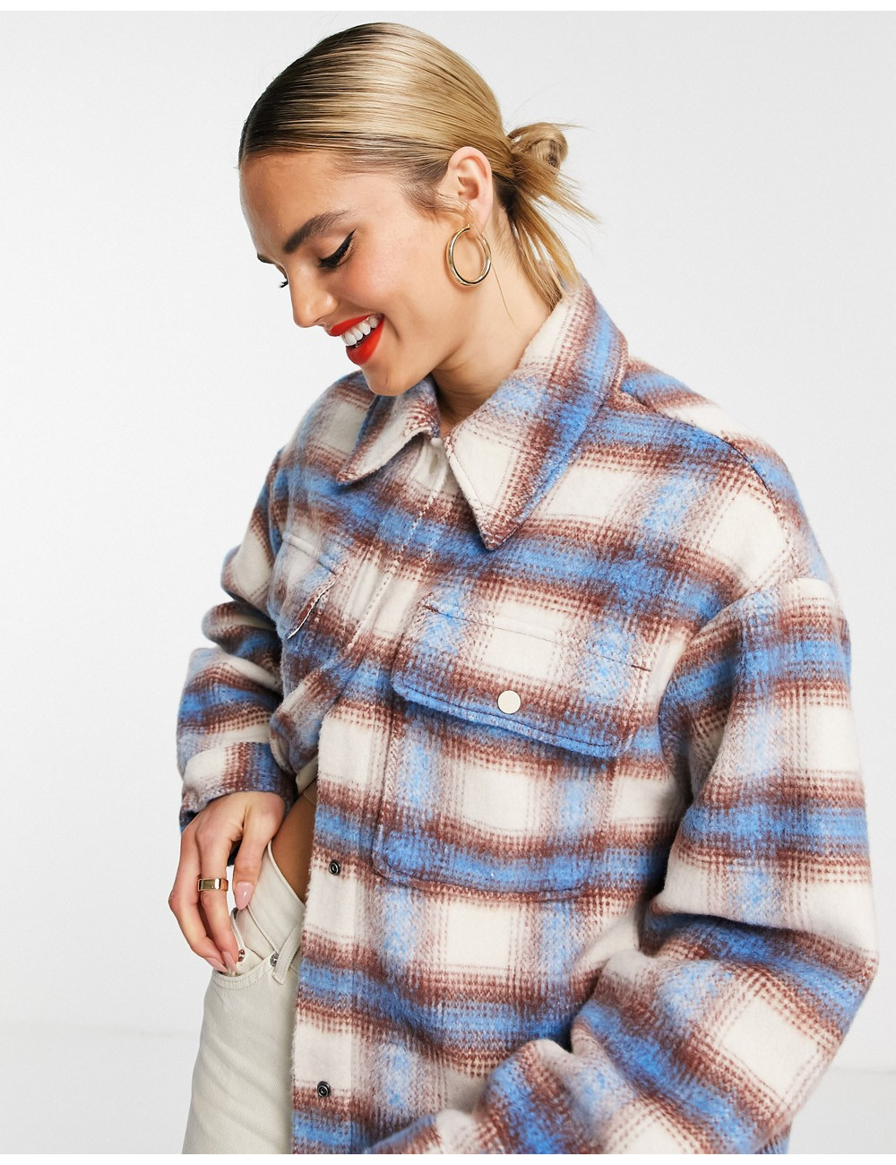 Levi's long shacket in plaid