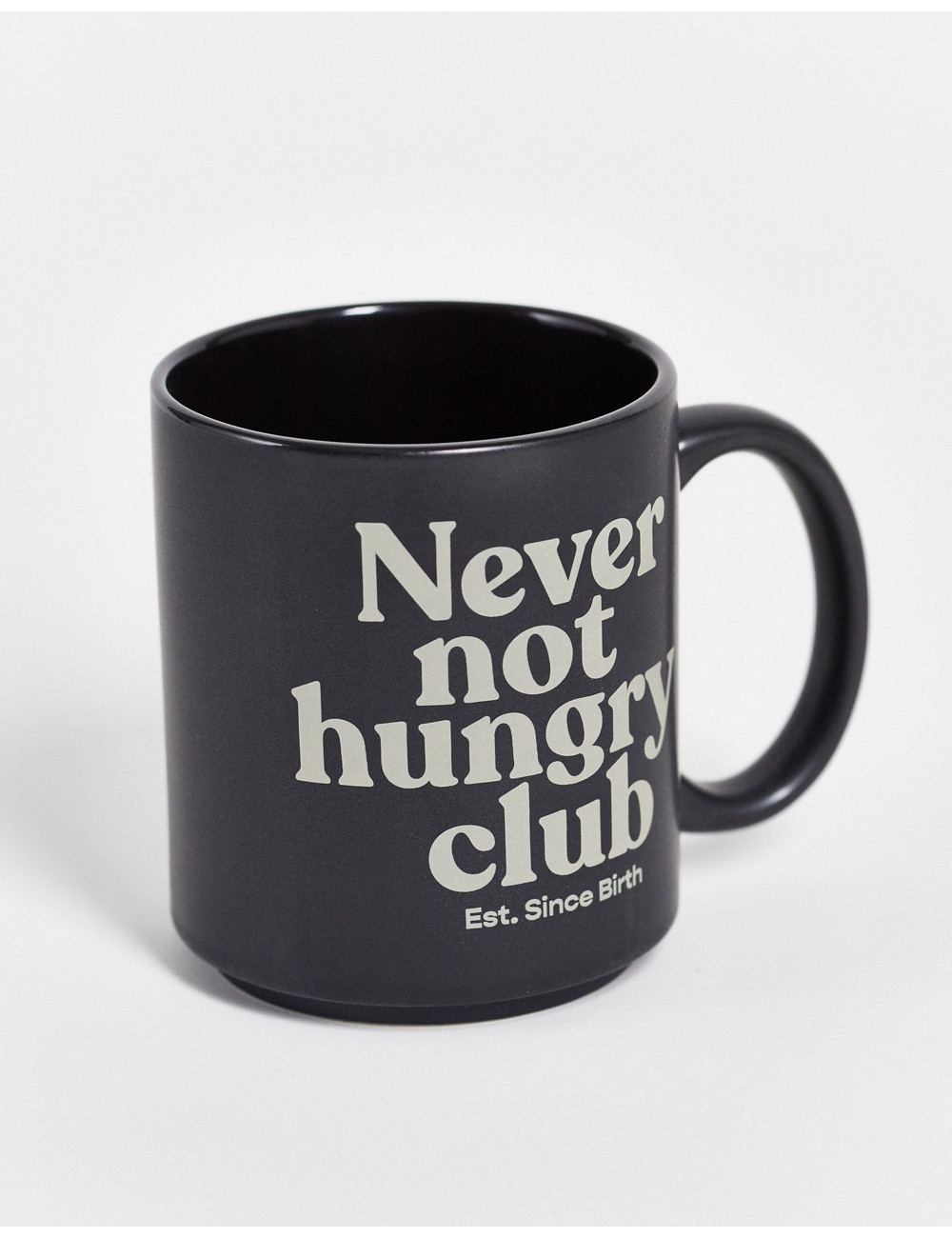 Typo 'never not hungry' mug...