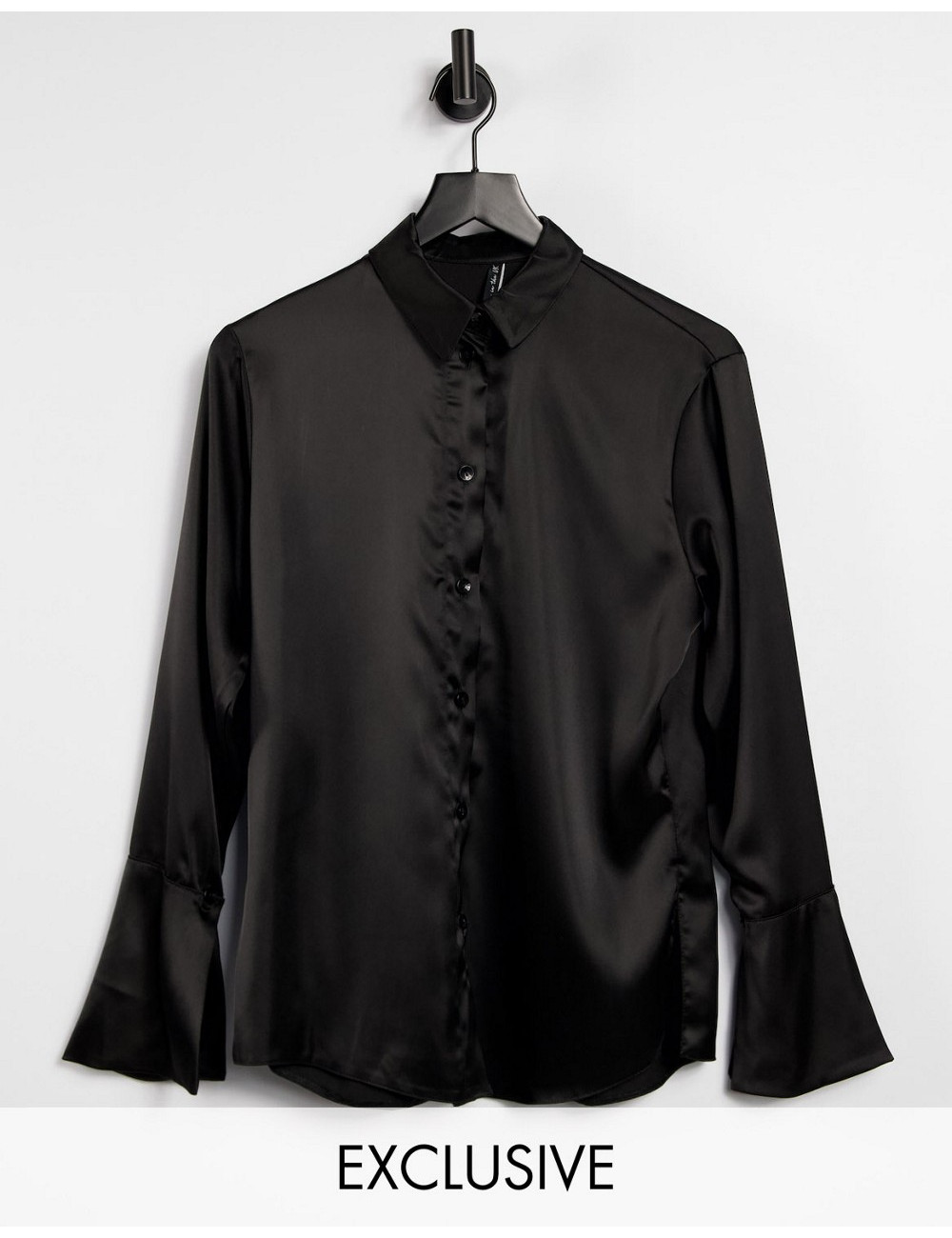 ASYOU satin shirt in black