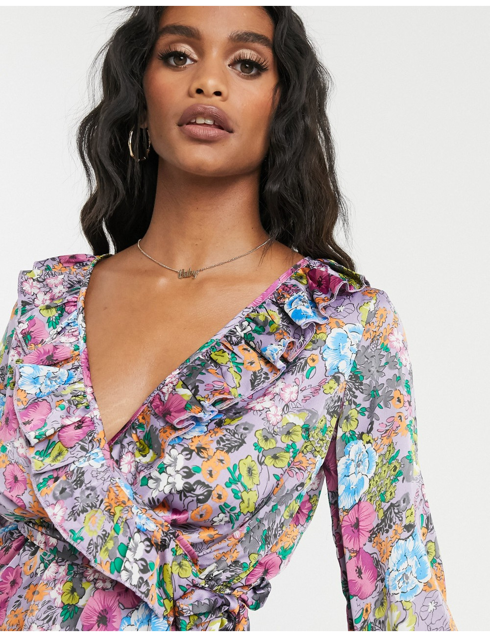 Missguided wrap blouse with...