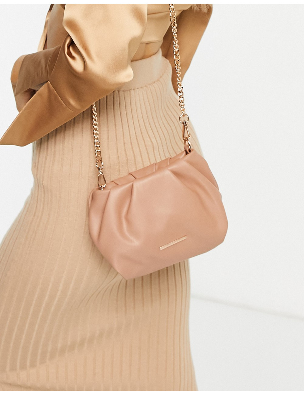 Lipsy ruched bag in tan