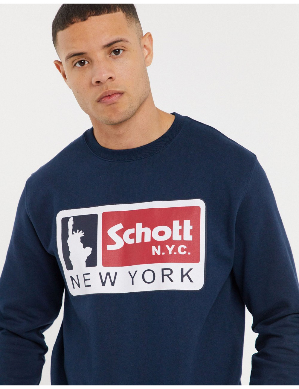 Schott logo sweat in navy