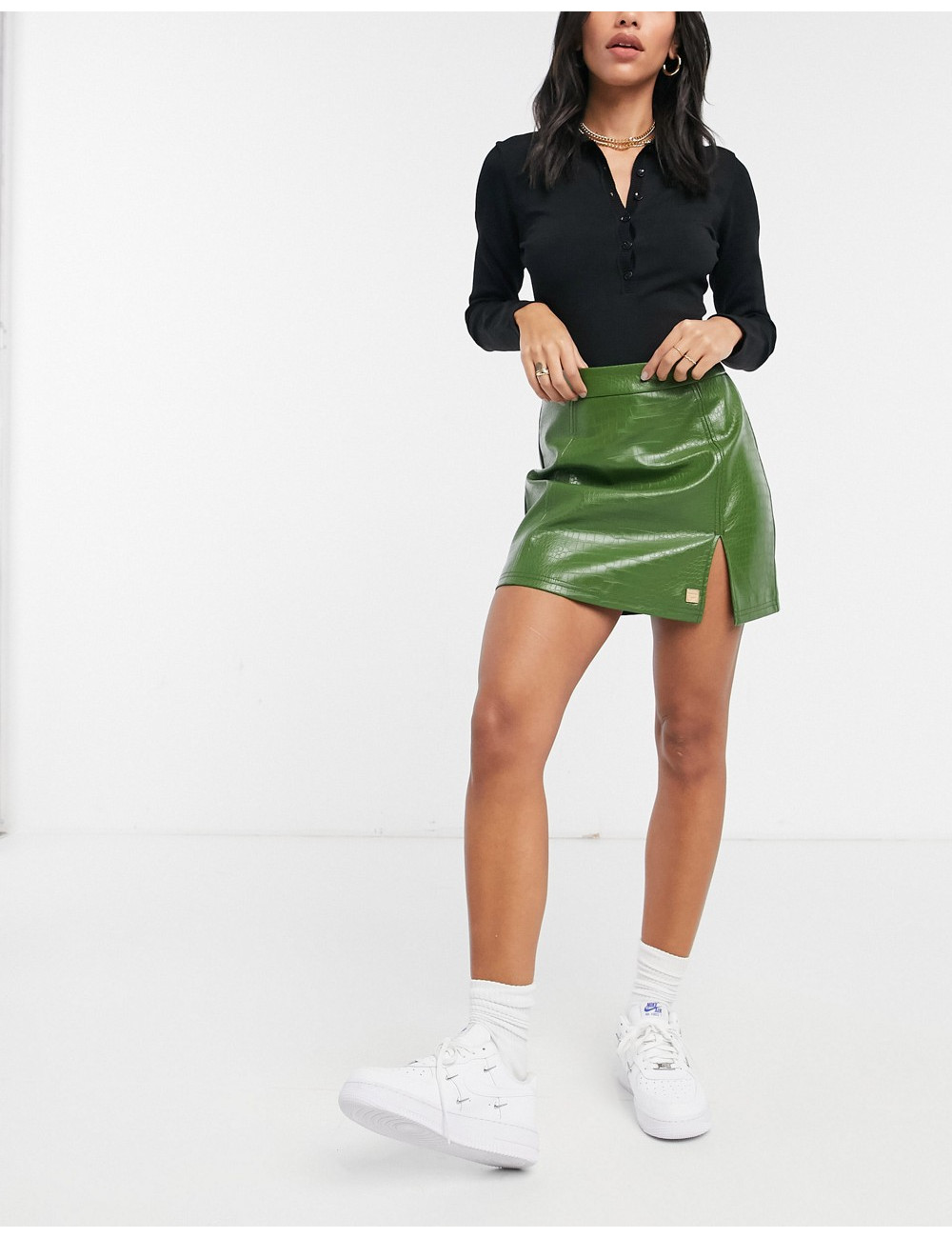 Fila croc mini skirt in green