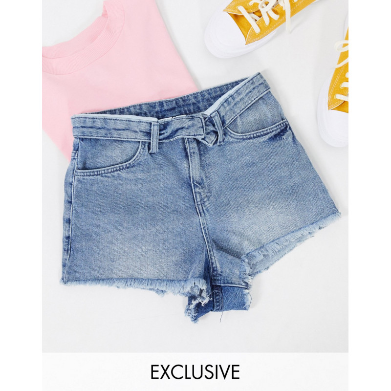 COLLUSION denim shorts with...